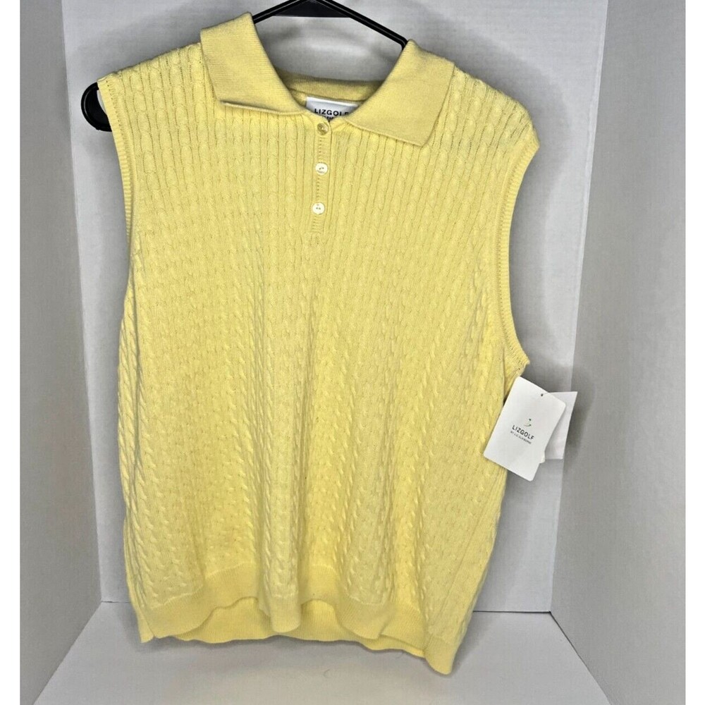 Lizgolf by Liz Claiborne Sleeveless Sweater Women Size Large Knitted Yellow